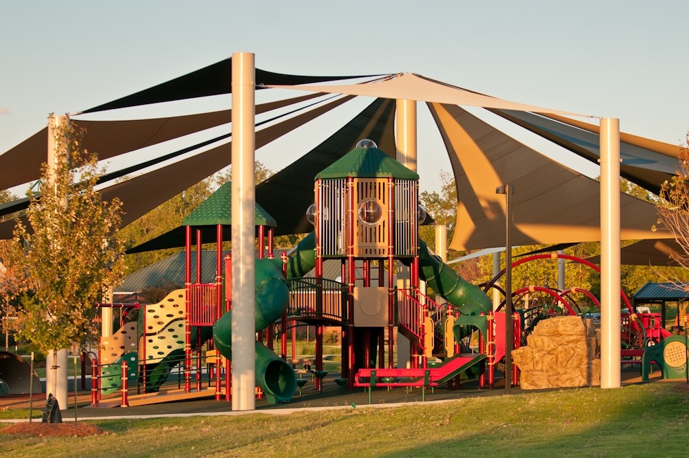 large playground structure with shade