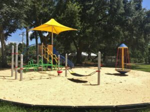 colorful playground with shade